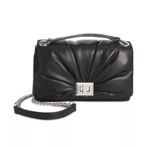 Black Quilted Crossbody Bag Silver Chain Strap Evening Party Small‎